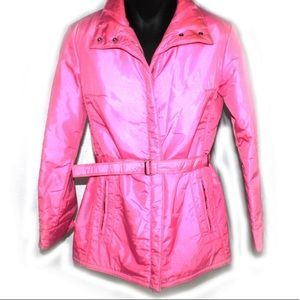 1980s belted ski jacket hot pink 80s coat